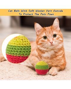 Cat Toys Hand-Crocheted Cat Balls Cat Balls With Bells Indoor Cat Toys Cat Play，Pack of 6，Random color