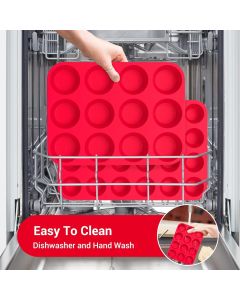 2-Pack 12-Cup Silicone Muffin Pans for Baking Cupcakes, Mini Cakes, and Snacks—Flexible Design with Rounded Cups, Oven-Safe Construction, and Easy Handling—Ideal for Home Bakers and Family Cooking Sessions (Red)