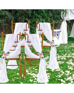 2 Pack Elegant Chiffon Wedding Arch Draping Fabric Panels for Outdoor Ceremony Backdrop and Party Decoration (White)