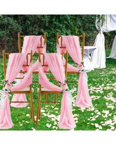 2 Pack Elegant Chiffon Wedding Arch Draping Fabric Panels for Outdoor Ceremony Backdrop and Party Decoration (Pink)