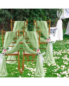 2 Pack Elegant Chiffon Wedding Arch Draping Fabric Panels for Outdoor Ceremony Backdrop and Party Decoration (Green)
