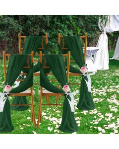 2 Pack Elegant Chiffon Wedding Arch Draping Fabric Panels for Outdoor Ceremony Backdrop and Party Decoration (Emerald green)