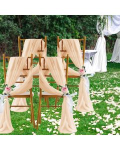 2 Pack Elegant Chiffon Wedding Arch Draping Fabric Panels for Outdoor Ceremony Backdrop and Party Decoration (Peach Pink)