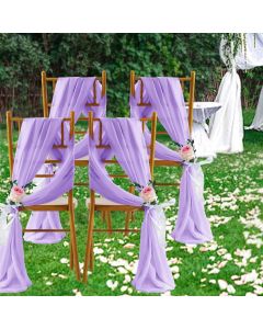 2 Pack Elegant Chiffon Wedding Arch Draping Fabric Panels for Outdoor Ceremony Backdrop and Party Decoration (Purple)