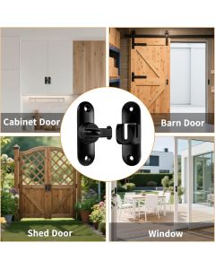 90/180 Degree Zinc Alloy Flip Lock for Barn & Sliding Doors – Heavy Duty Security Latch for Cabinets, Windows & Sheds (Black)