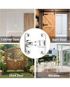 90/180 Degree Zinc Alloy Flip Lock for Barn & Sliding Doors – Heavy Duty Security Latch for Cabinets, Windows & Sheds (Silver)