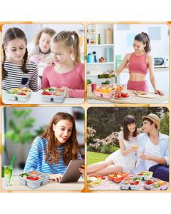 4-Pack Wheat Straw Bento Snack Boxes, 4-Compartment Reusable Lunch Containers for Kids & Adults, BPA-Free Portion Control, Microwave & Freezer Safe (Multicolor)