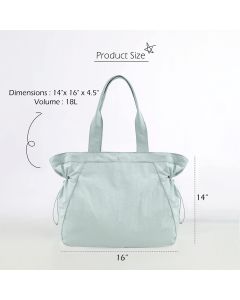 Lightweight Nylon Shopper Tote Bag 18L Side-Cinch Shoulder Bag - Mint