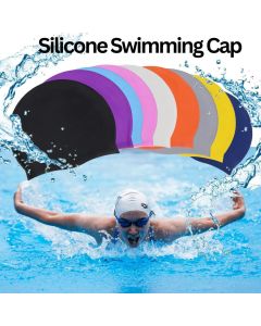 Silicone Swimming Cap Large Waterproof Swim Hat for Long Hair Men Women Adults-Pink