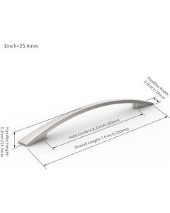 10 Pack Furniture Handles, Brushed Nickel Cupboard and Drawer Handles, 160 mm Hole Spacing