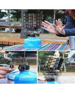 Mini Camping Gas Stove Metal Heater with Handle and Stainless Steel Cover