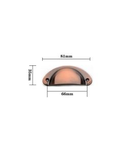 10 Pcs Red Copper Vintage Shell Handles for Drawer Cabinet, 8.2 x 3.5 cm