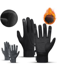 Two-Way Knit Gloves Convertible Between Full-Finger and Fingerless Styles with Touchscreen Fingertips, Colorblock Gloves (Gray + Green)