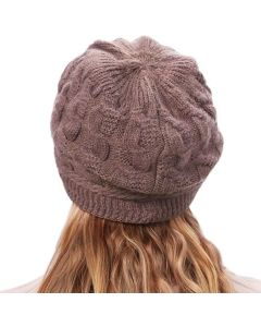 Women's Knitted Hat - Fleece Lining - Crocheted Women's Beret - Purple
