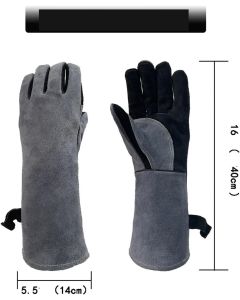 Leather Oven Mitts Heat Resistant up to 500C - Non-Slip Cooking Gloves for Grilling, Baking & Blacksmithing