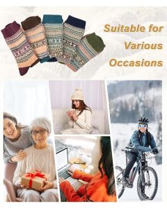 Socks - Thermal Winter Socks with Vintage Print - Set of 5 Pairs - Size 36-41 - Soft - Breathable - Multicolor - Cute Christmas Gift