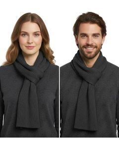 Warm Winter Scarf - Unisex - Solid Color Warm Knitted Winter Scarf - Ribbed Knit Scarf - Black