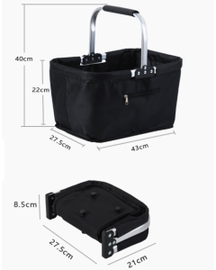 26L Foldable Waterproof Oxford Shopping Basket with Aluminum Handle