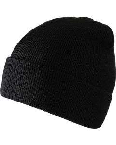 Plain Knit Beanie Hat, Unisex Winter Warm Ski Cap, One Size, Black