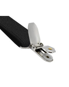 Men's Elastic Suspenders with Strong Clip-On Braces, Adjustable Slim Formal Style, Black