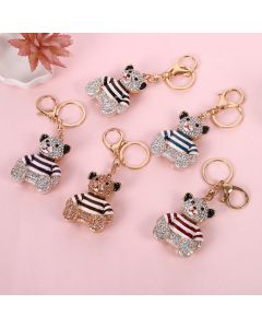 Rhinestone Crystal Bear Keychain, Sparkly Alloy Bag Charm and Cute Keyring, Black Stripe