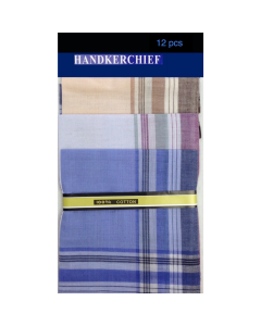 12 Pack Men's Cotton Handkerchiefs, 35 x 35 cm Pocket Square Hankies