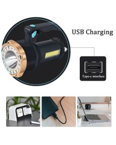1200 Lumen USB Rechargeable LED Flashlight, Super Bright Hand Torch