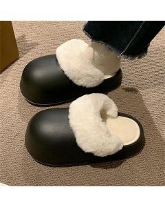 Womens Winter Slippers Waterproof Removable Lining Black, Size 36-37, 23 cm