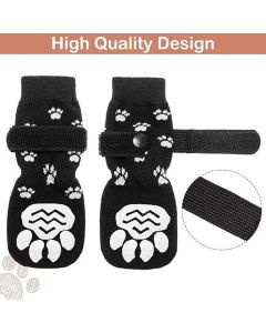4 Piece Dog Grip Socks Non Slip Adjustable Paw Protection Winter, Size L, 7 x 18.5 cm