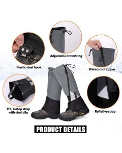 Leg Warmers Waterproof Tear Resistant Adjustable Boot Covers for Hiking, Size L, 42.5 cm