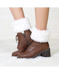 2 Piece Boot Cuff Socks Knitted Leg Warmers Black White, One Size