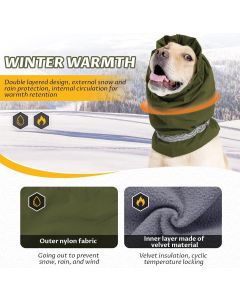 Dog Winter Earmuffs Calming Waterproof Snowproof Army Green, Size S, 30-44 cm