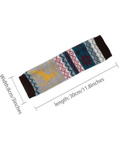 1 Pair Knitted Fingerless Arm Warmers Brown for Women