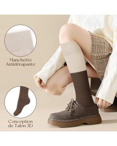 Womens Cotton Calf Socks Color Block Knitted Thermal Winter Socks