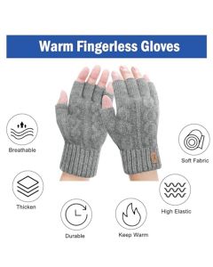 Fingerless Thermal Gloves Knitted Winter Gloves with Soft Lining
