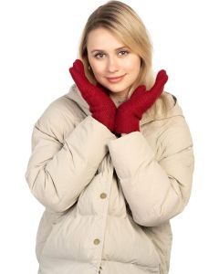 Womens Touchscreen Winter Mittens Thermal Knitted Fleece Lined Red