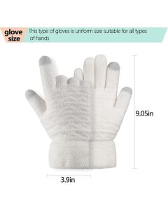Womens Touchscreen Winter Gloves Thermal Knitted Fleece Lined White
