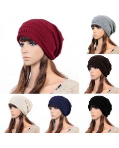 Womens Knitted Slouchy Beanie Winter Ski Hat Black