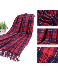 Plaid Blanket Scarf for Women, Winter Warm Tartan Wrap 200x65 cm with Fringe Tassel, Cashmere-Like Soft Plaid Design