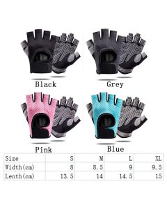 Black Half Finger Fitness Training Gloves for Men and Women, Breathable Mesh Back with Non-Slip Microfiber Palm, Wrist Protection Size XL for Gym and Cycling