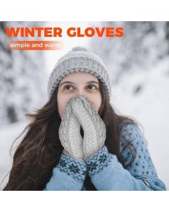 Black Thick Fleece Lined Insulated Mittens for Women, Crochet Knit Design with Inner Fleece Lining, Button Fastening Stretchy Fit for Cold Weather