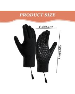 USB Heated Gloves with Touchscreen and Removable Heating Core, Fast Heating Anti-Slip Acrylic Knit for Winter Sports and Outdoor Activities, Requires 5V2A Power