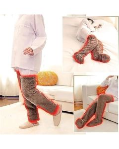 Brown Over Knee High Fuzzy Plush Teddy Slipper Socks for Women, Open Toe Non-Slip Design, Extra Long 55 cm for Warmth Indoors and Outdoors