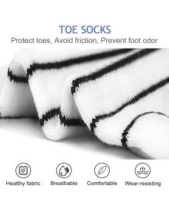 Women's Cotton Toe Socks 5 Pairs for Yoga Running, Five Finger Separated Design Reduces Friction Blisters, Breathable Moisture-Wicking Low-Cut Athletic Socks