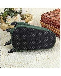 Green Plush Animal Paw Slippers for Men Women Kids, Fuzzy Dinosaur Claw Design with Non-Slip Sole, Cozy Warm House Slippers Size 40-43 for Indoor Comfort