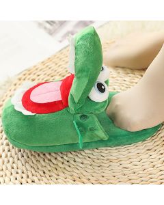 Cartoon Crocodile Cotton Slippers for Adults, Fun Opening Mouth Design with Memory Foam Insole, Non-Slip Soft Plush for Home 38-39