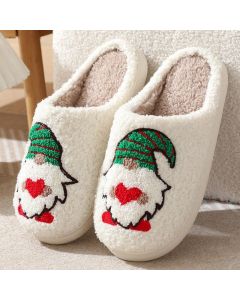 Winter Christmas Cotton Slippers for Women Dwarfs Size 39-40, Suede Upper TPR Sole Non-Slip Warm Thickened Home Shoes for Cold Season