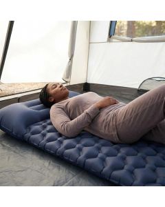 Ultralight Inflatable Camping Sleeping Pad with Built-In Pillow, Waterproof TPU Coating and Compact Pack Size, Blue, 190 x 60 x 5 cm