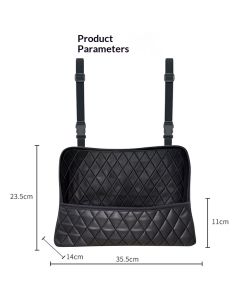 Car Net Pocket Handbag Holder Between Seats, Luxury Quilted Purse Car Organizer With 2 Extra Pockets For Storage, Black