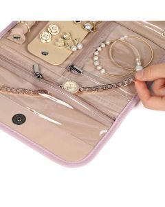 Travel Jewelry Case Organizer, Foldable Storage Roll for Earrings, Necklaces, Rings, Bracelets, Brooches,  Pink 33.5 * 22CM（Only storage bag）